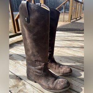 Frye Melissa button distressed slate brown size 8.5 boots riding